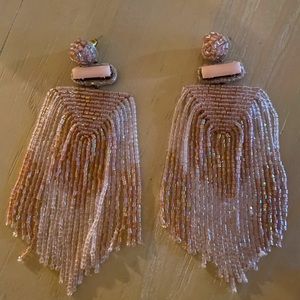 Deepa Gurnani Jody earrings. All over light pink beaded. 4.25” long